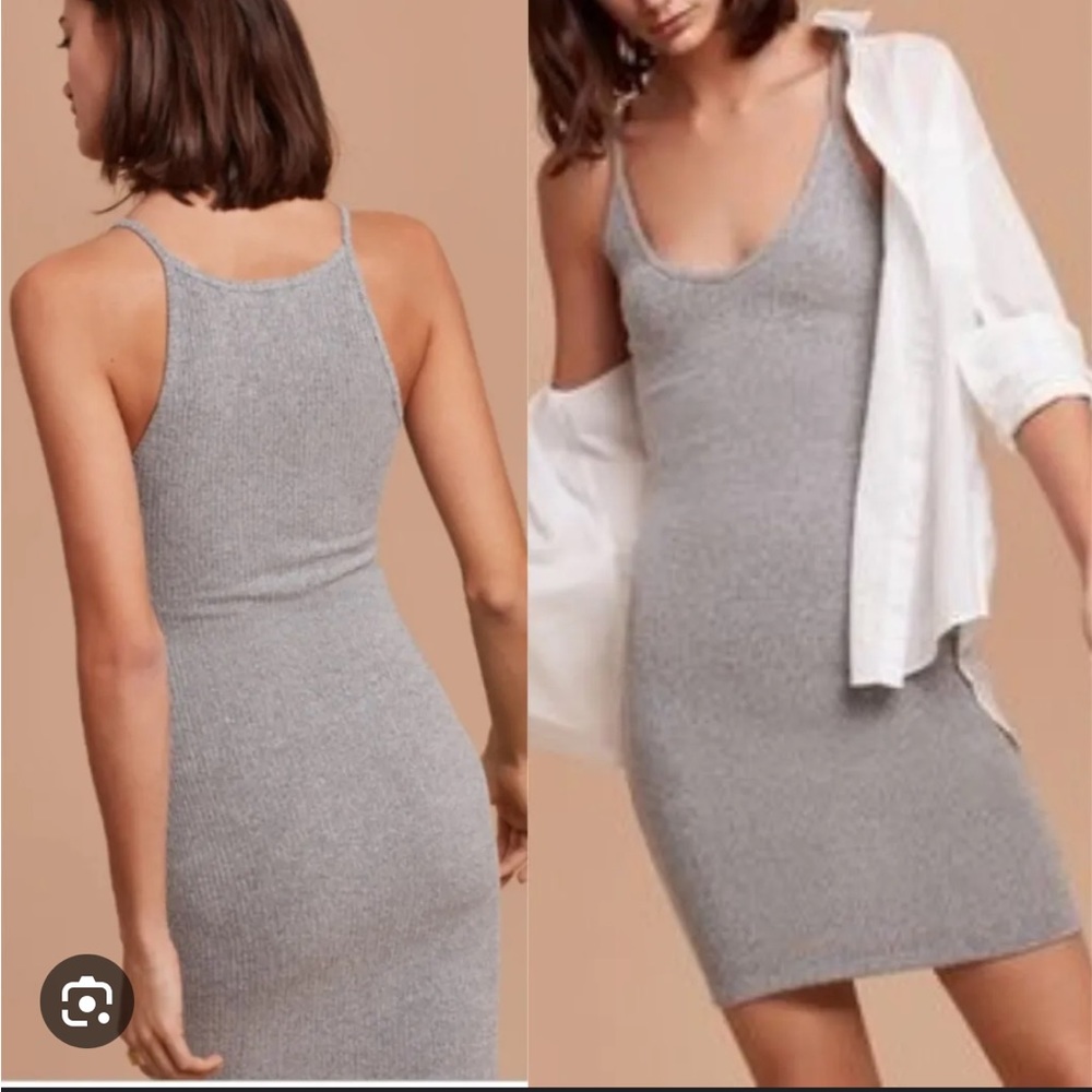 Aritzia Heather Gray Racerback Bodycon Dress